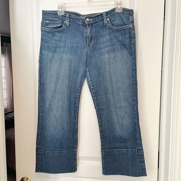 Joe's Socialite Kicker Low Rise Wide Leg Pocket Crop Medium Wash Stretch Jeans - Picture 3 of 14